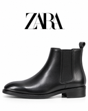 ZARA Men’s Black Leather Chelsea Ankle Boots