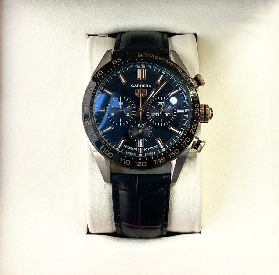 TAG HUER CHRONO LEATHER WATCH