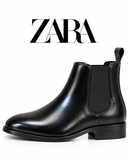 Zara Men’s Black & Brown Leather Chelsea Ankle Boots