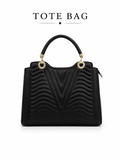 EXOCTIC MODERN BLACK TOP-HANDLE TOTE WITH WAVY STITCHING TOTE LADIES BAG