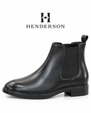HENDERSON Men's Black Leather Zip-Up Chelsea Boots