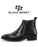 BLACKBERRY Men’s Black Crocodile-Embossed Chelsea Ankle Boots