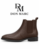 DON MARC Men’s Brown Croc-Embossed Chelsea Ankle Boots