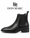 Don Marc Men’s Black Croc-Textured Chelsea Ankle Boots