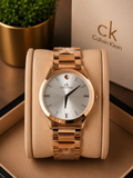 Calvin Klein Minimalist Rose Gold Men’s Watch – Silver Dial & Stainless Steel metal strap watch
