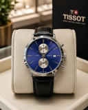 Tissot Men’s Blue Dial Chronograph Watch – Stainless Steel Case with Black Leather Strap watch