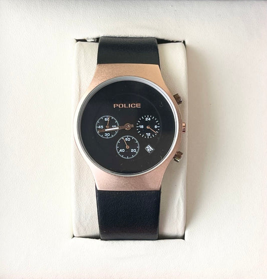 POLCE QUARTZ LEATHER STRAP WATCH