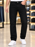 USP A REGULAR FIT SOLID PURE BLACK JEANS