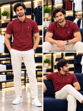 TRUSARDI TIPPED COLLAR GREYHOUND EMBROIDERED POLO T-SHIRT