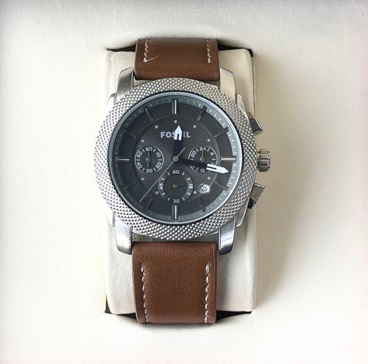 FOSL CHRONO LEATHER STRAP WATCH