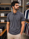 HG BSS CHARCOAL TIPPED LUXE POLO T-SHIRT