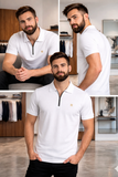 C-k ZIP-NECK PIQUE POLO T-SHIRT