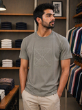 C-K GEOMETRIC MONOGRAM EMBROIDERED ROUND NECK T-SHIRT