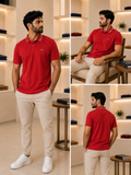 TMY COLLAR EMBROIDERED FLAG LOGO COTTON PIQUÉ POLO T-SHIRT