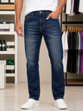 BLMN PARIS METALLIC B EMBLEM VINTAGE WASH STRAIGHT-FIT JEANS