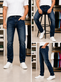BLMN PARIS METALLIC B EMBLEM VINTAGE WASH STRAIGHT-FIT JEANS