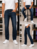 BLMN PARIS METALLIC B EMBLEM DEEP INDIGO STRAIGHT-FIT JEANS