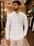 IMP CRYSTAL & BEADED SUNBURST SILK-TOUCH PARTY DESIGNER SHIRT