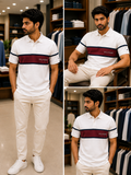 TMY COLOR-BLOCK CHEST STRIPE COTTON PIQUÉ POLO T-SHIRT