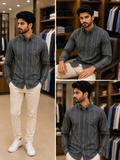 C-K EMBROIDERED CK LOGO VERTICAL STRIPE SHIRTS