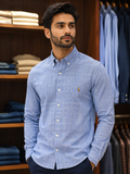 RLP GLEN PLAID LINEN-COTTON BUTTON-DOWN CHECKS SHIRT