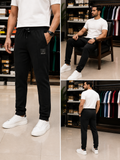 A-X LEATHERETTE PATCH SLIM-FIT TRACK PANTS