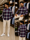 TMY EMBROIDERED FLAG TARTAN PLAID SLIM-FIT OG SHIRT