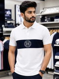 HKT LONDON ESSENTIALLY BRITISH CHEST PANEL POLO T-SHIRT