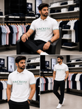 HKT LONDON LUXURY SIGNATURE PRINT PIQUE POLO T-SHIRT
