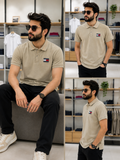 TMY EMBROIDERED COLLAR FLAG LOGO PIQUE POLO T-SHIRT