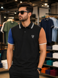 FRD PRRY X CDG COLOR-BLOCK SLEEVE COTTON PIQUÉ POLO T-SHIRT