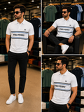 FRD PRRY CHEST STRIPE TYPOGRAPHY COTTON PIQUÉ POLO T-SHIRT