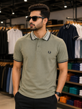 FRD PRRY TEXTURED STRIPED COLLAR COTTON PIQUÉ POLO T-SHIRT