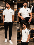 BLMN PARIS LOGO TAPE EMBOSSED BUTTON PIQUÉ POLO T-SHIRT