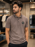 BLMN PARIS TIPPED COLLAR MEDALLION PIQUÉ POLO T-SHIRT