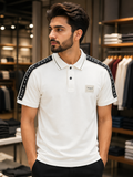 BLMN PARIS LOGO TAPE METALLIC TIPPED PIQUÉ POLO POLO T-SHIRT