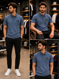 BLMN PARIS METALLIC GOLD MEDALLION PIQUÉ POLO POLO T-SHIRT