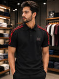 BLMN PARIS CONTRAST LOGO TAPE PLAQUE PIQUÉ POLO POLO T-SHIRT