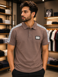 BLMN PARIS LOGO TAPE EMBOSSED BUTTON PIQUÉ POLO T-SHIRT