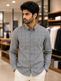 C-K EMBROIDERED CK LOGO GLEN CHECKS SHIRT