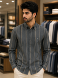 C-K EMBROIDERED CK LOGO VERTICAL STRIPE SHIRTS