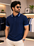 A-X CONTRAST TRIPPED POLO T-SHIRT