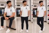 TMY CREST EMBROIDERED PREMIUM COTTON POLO T-SHIRT