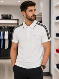 HKT SPORT RACING STRIPE PREMIUM COTTON POLO T-SHIRT