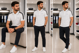 HKT SPORT RACING STRIPE PREMIUM COTTON POLO T-SHIRT