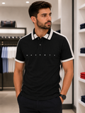 HKT CONTRAST STRIPE PANEL PIQUÉ POLO T-SHIRT