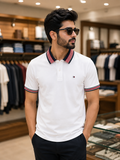 TMY STRIPED COLLAR POLO T-SHIRT