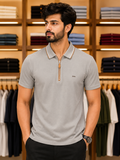 HG BSS IMP ZIP-NECK PERFORMANCE POLO T-SHIRT