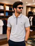 HG BSS IMP ZIP-NECK PERFORMANCE POLO T-SHIRT