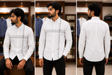 LCST ASYMMETRIC CROSS-WHITE STRIPE SHIRT